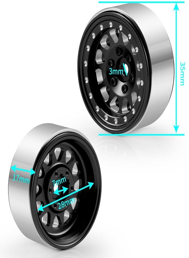 RCLIONS Aluminium 1.3" RC Beadlock Wheel Hub Rims for 1/24 1/18 TRX4M AXIAL SCX24 RC Crawler Car Upgrade Parts (Black) - Image 2